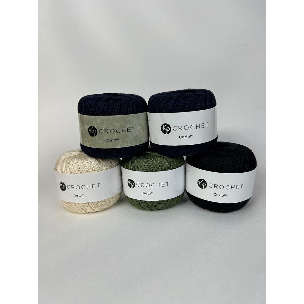 NEW Knit Picks Curio Lot of 5 #10 Crochet Thread Navy Black Natural Spearmint